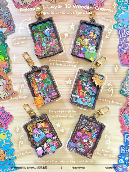 !!! Pokopia 3-Layer 3D Wooden Charms