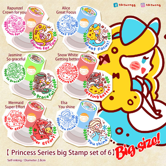 !!! Princess series (English) Big Pre inked Stamp